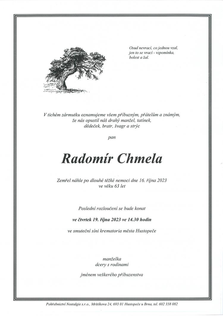 Chmela Radomír + 16.10.2023