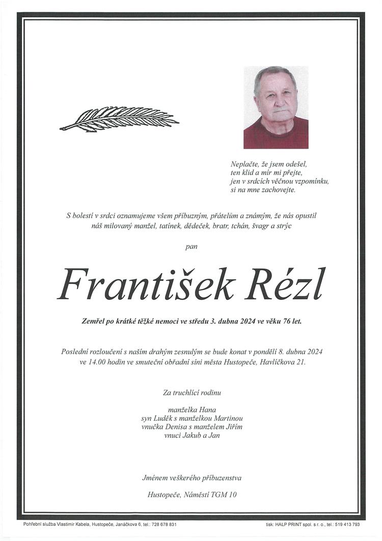 Rézl František +3.4.2024