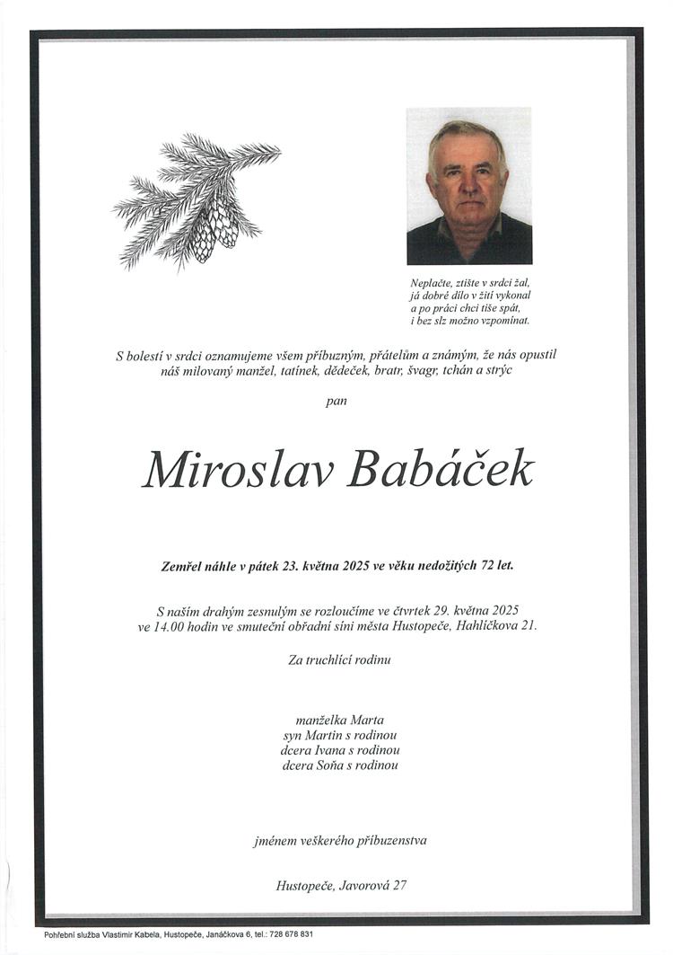 Babáček Miroslav +23.5.2025