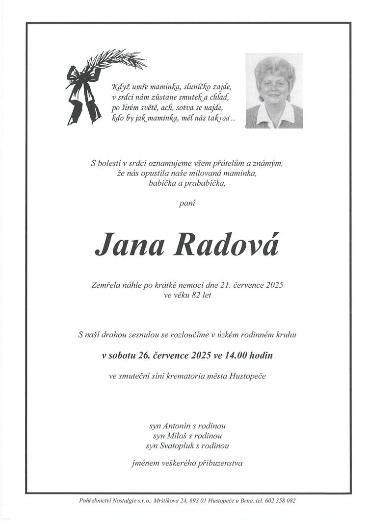 Radová Jana +21.07.2025