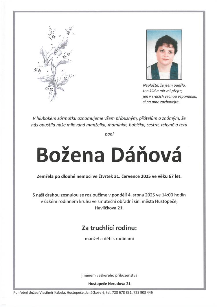 Dáňová Božena +31.7.2025