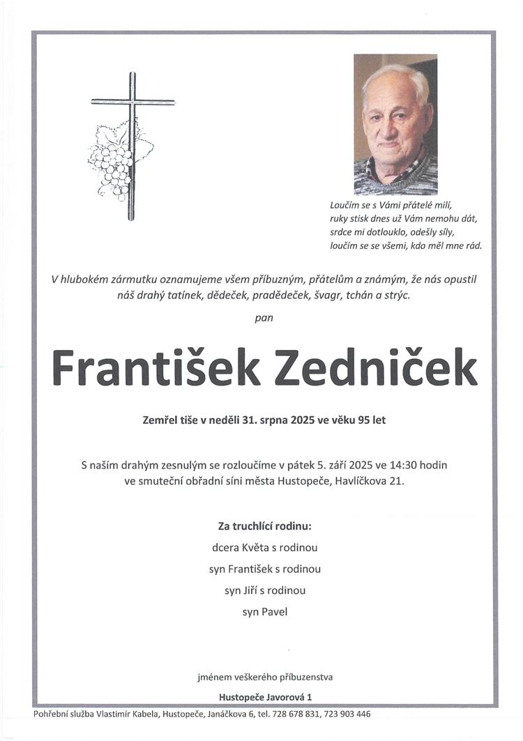 Zedniček František +31.8.2025