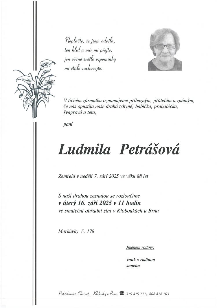 Petrášová Ludmila +7.9.2025