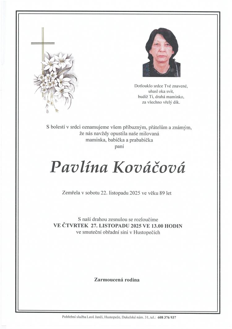 Kováčová Pavlína +22.11.2025
