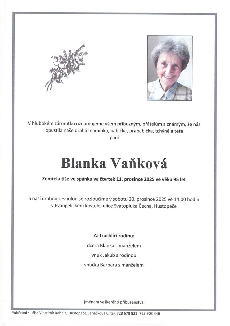 Vaňková Blanka +11.12.2025