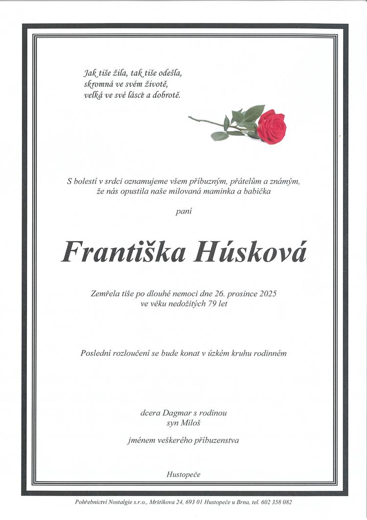 Húsková Františka  +26.12.2025
