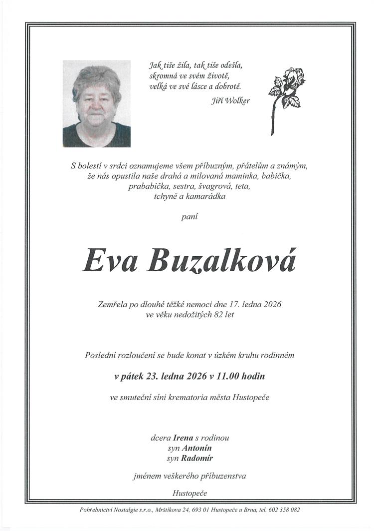 Buzalková Eva  +17.1.2026