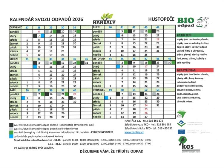 Plán svozu odpadů II. pololetí