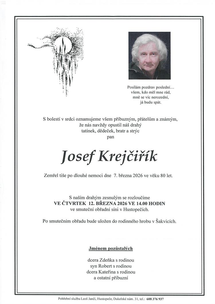 Krejčiřík Josef  +7.3.2026