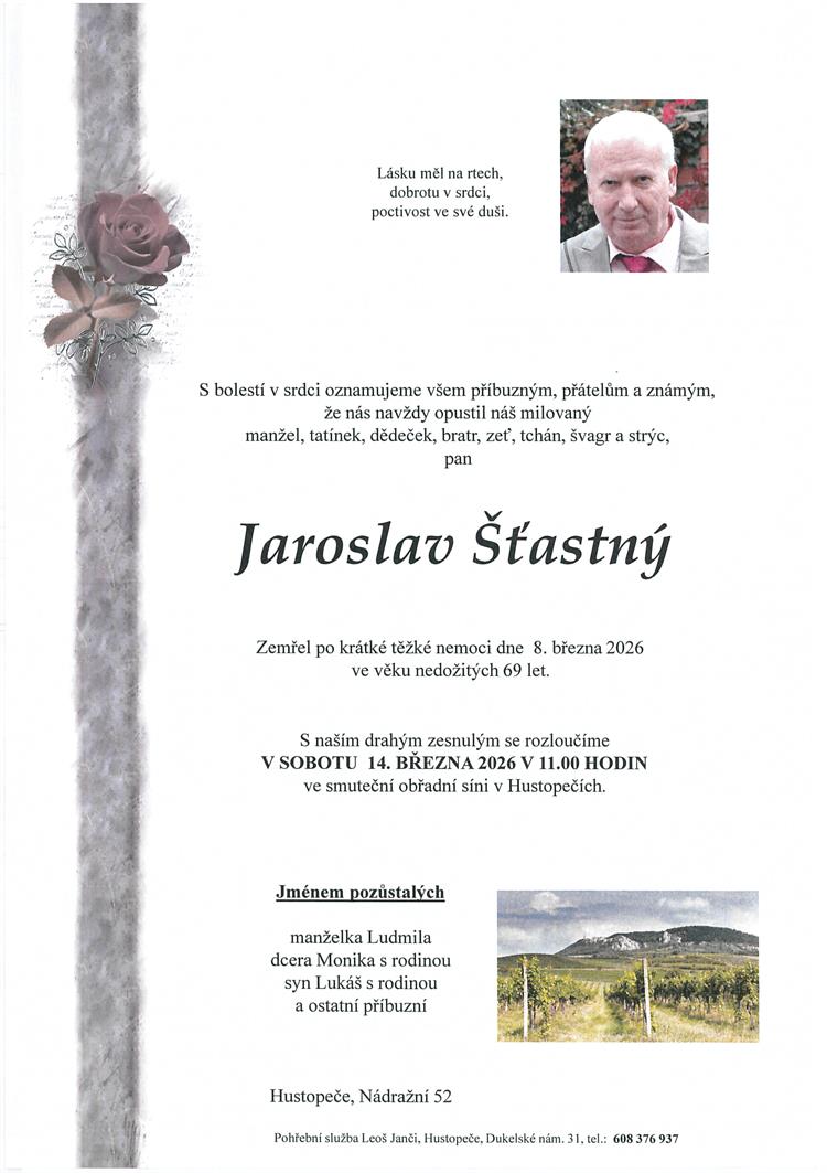 Šťastný Jaroslav +8.3.2026