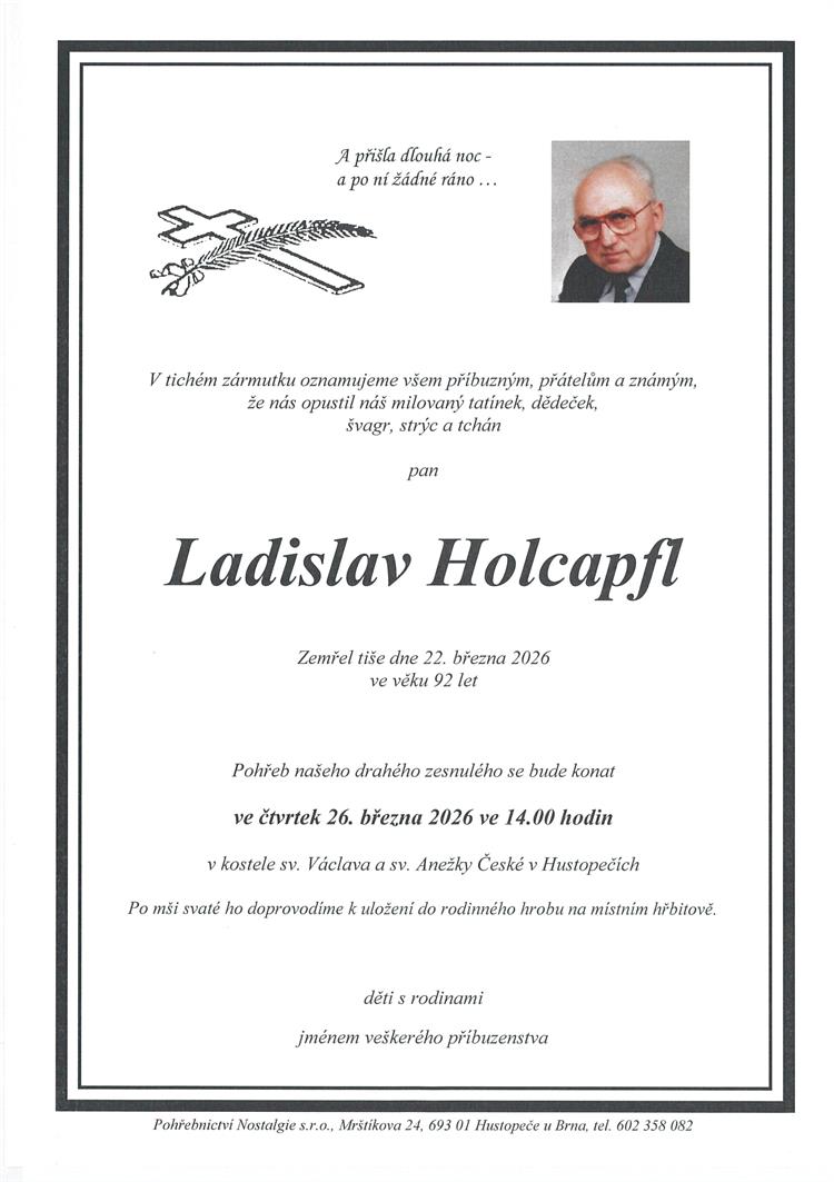 Holcapfl Ladislav +22.03.2026