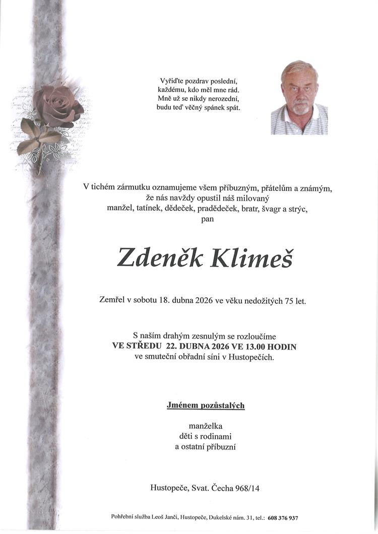 Klimeš Zdeněk +18.04.2026