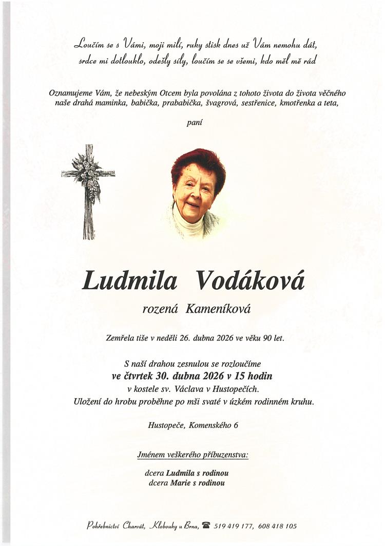Vodáková Ludmila +26.4.2026