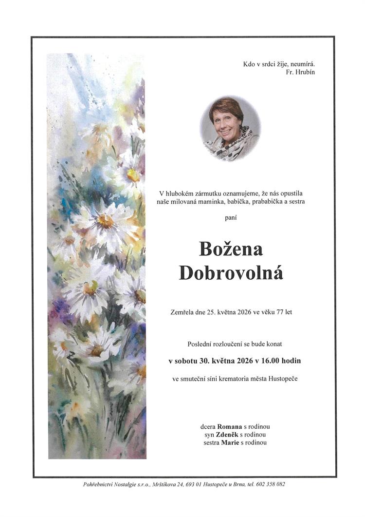 Dobrovolná Božena +25.5.2026