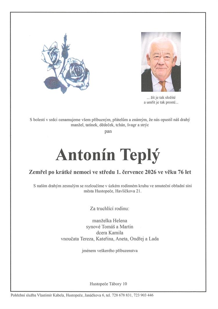 Teplý Antonín +1.7.2026