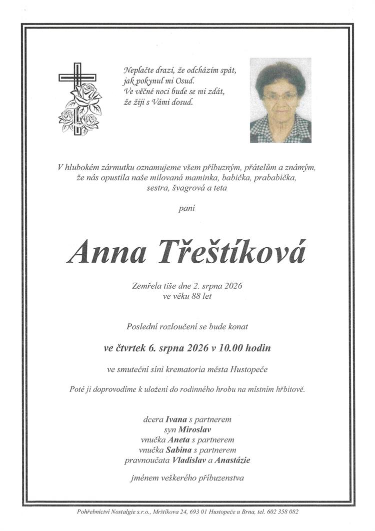 Třeštíková Anna 2.8.2026