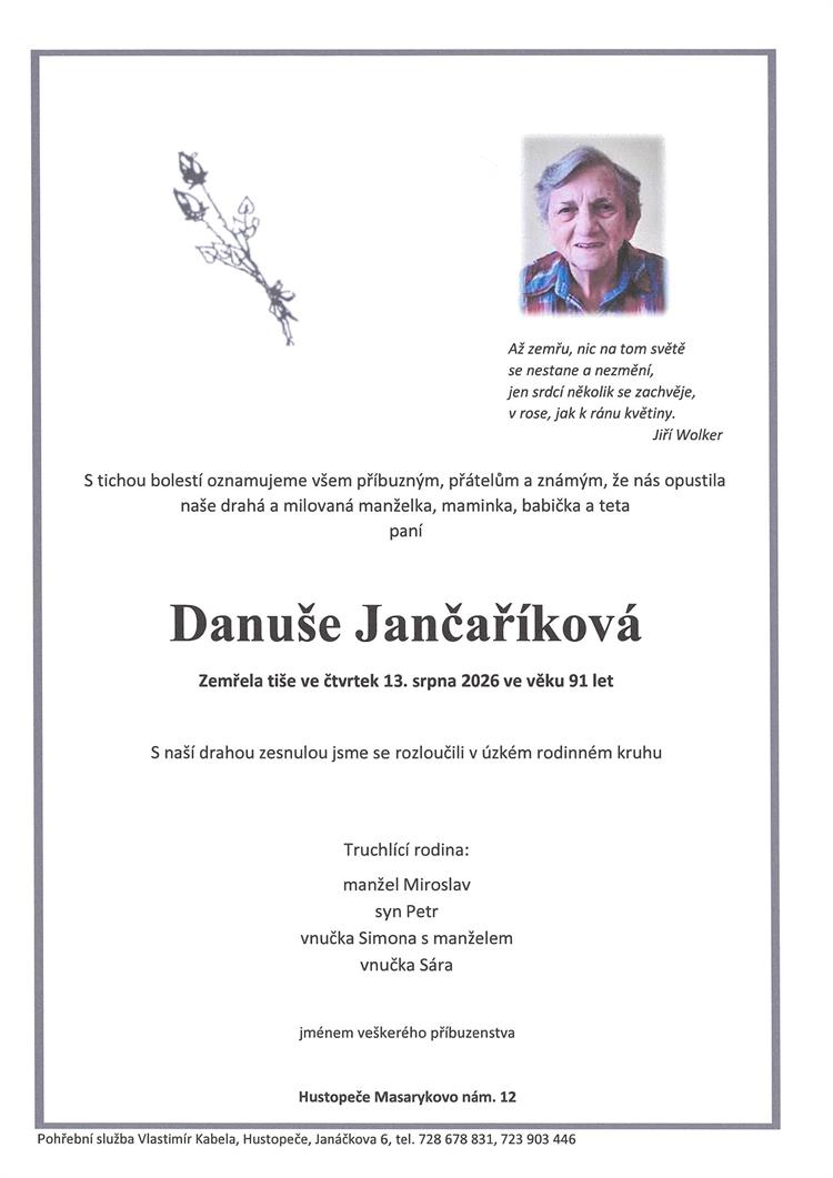 Jančaříková Danuše +13.8.2026