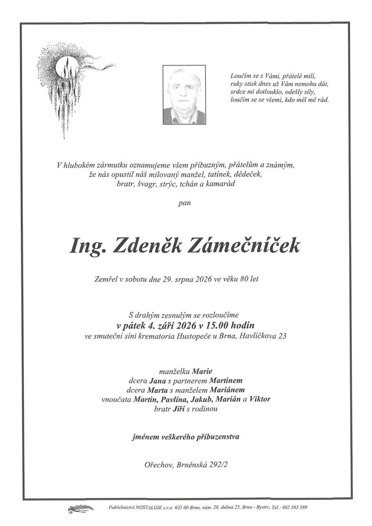 Zámečníček Zdeněk  +29.08.2026 