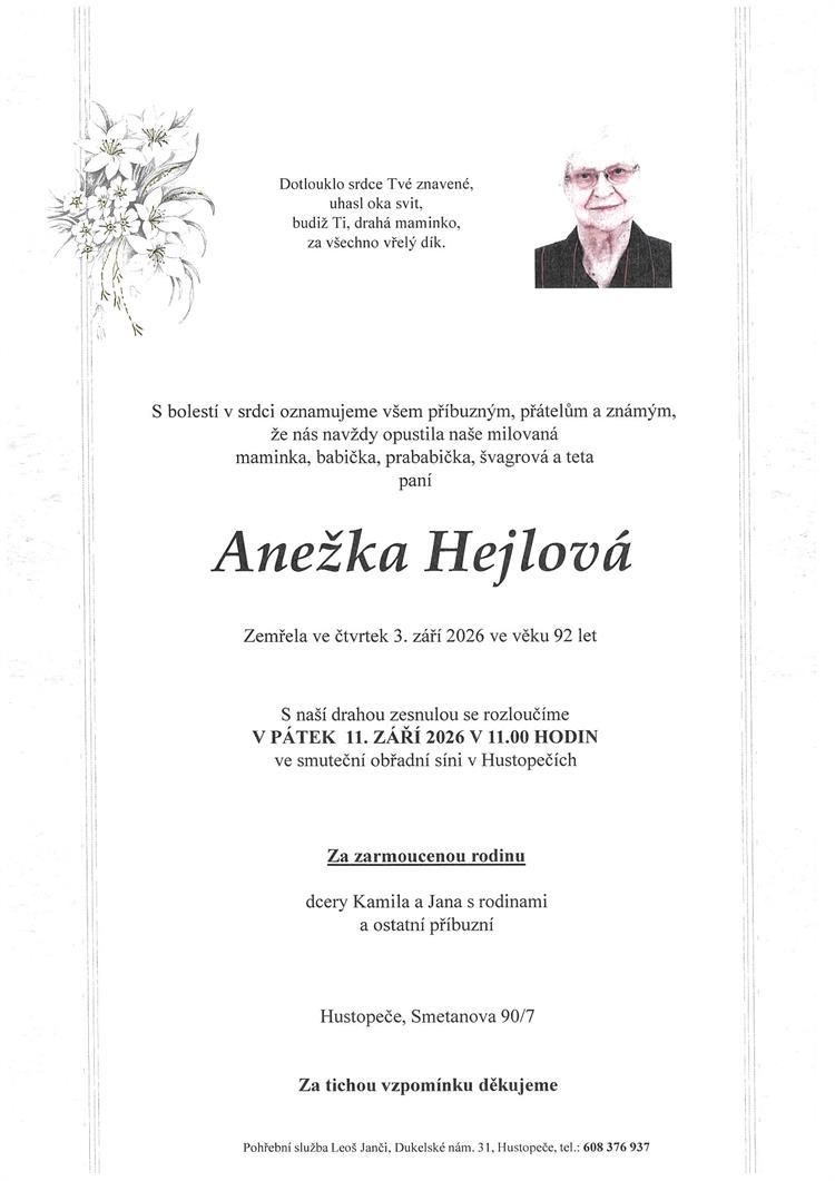 Hejlová Anežka  +3.9.2026