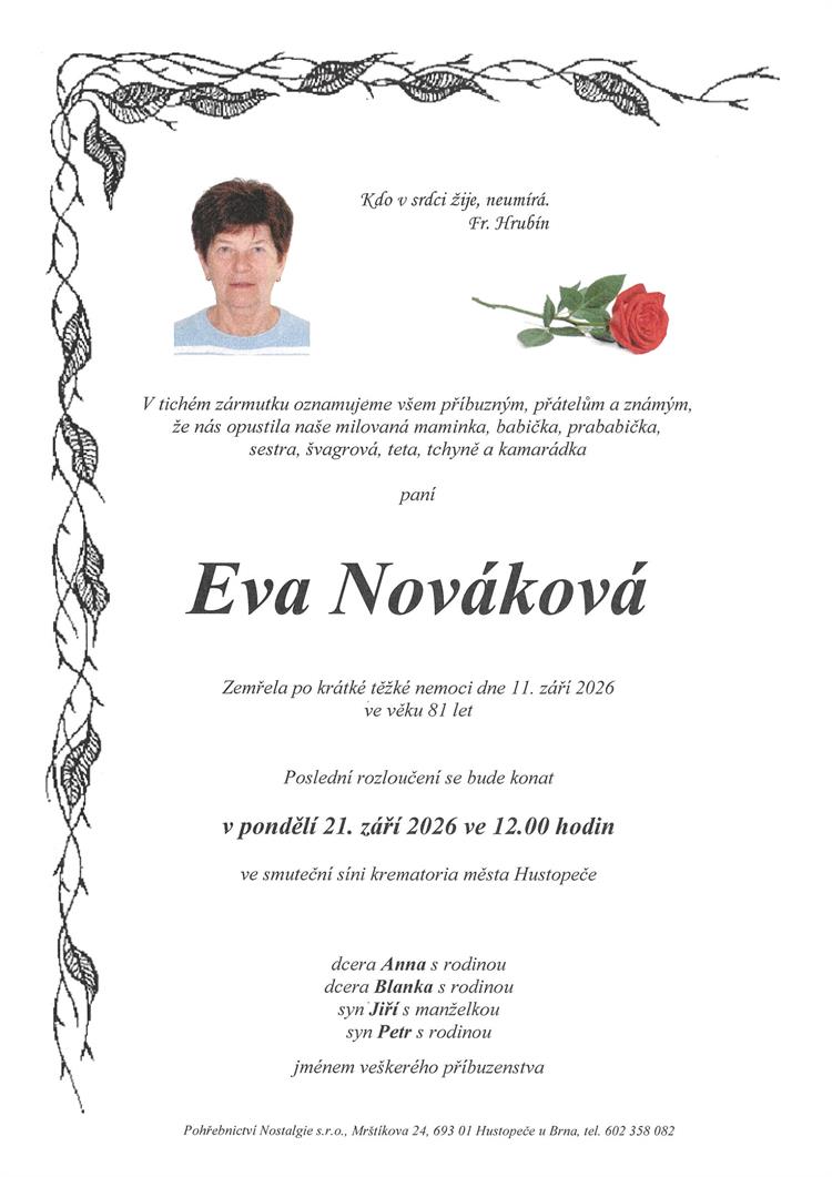Nováková Eva + 11.9.2026