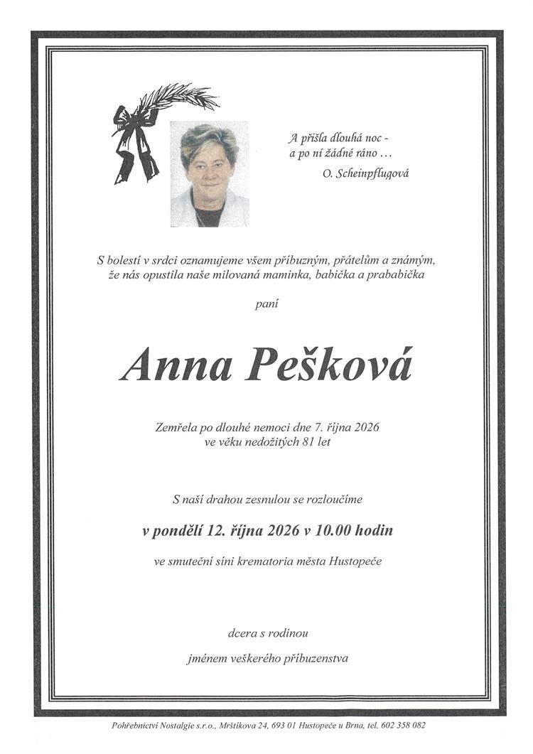 Pešková Anna +7.10.2026