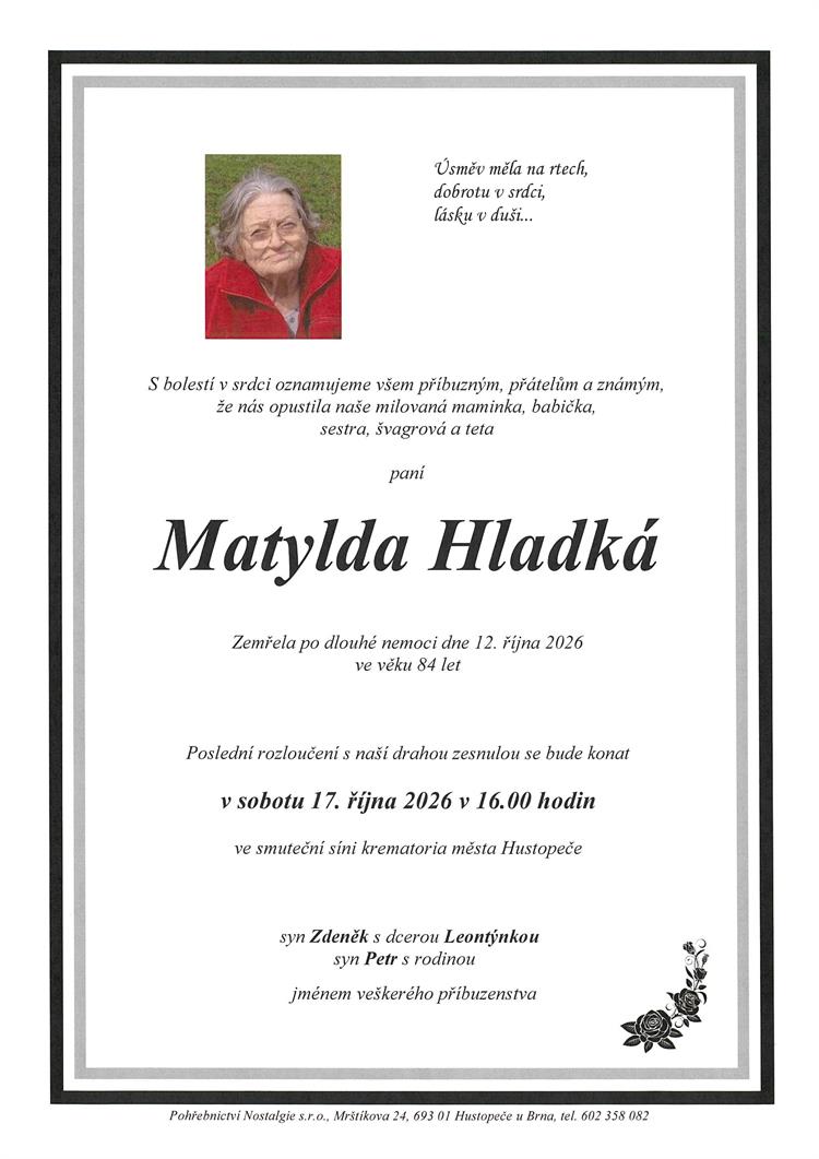 Hladká Matylda  +12.10.2026