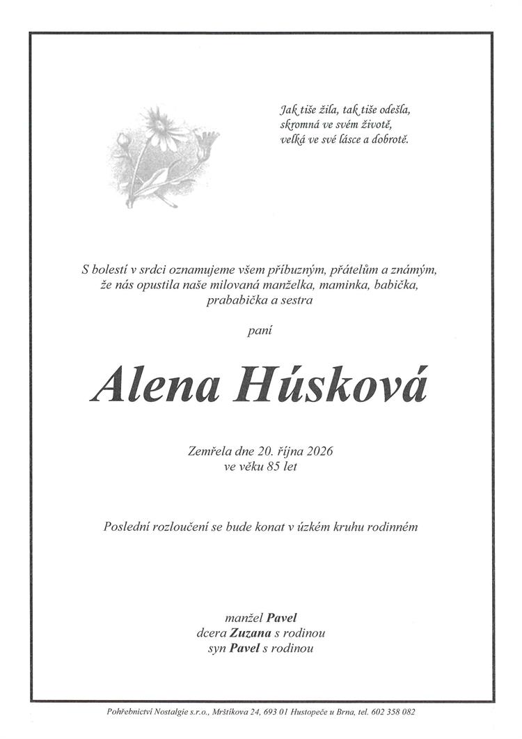Húsková Alena +20.10.2026