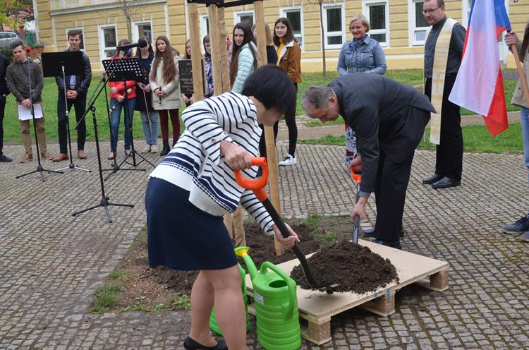 Lípu symbolicky zasadili zástupci města: starostka Hana Potměšilová a místostarosta Bořivoj Švásta.