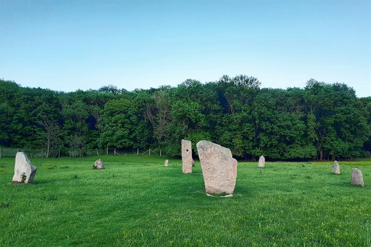Kamenný kruh neboli moravský Stonehenge je uměle postavený kruh podle druidských zásad. Je tvořen devíti kameny v kruhovém půdorysu o průměru 27 metrů a jedním ve svém středu. Autoři jsou Jan Tajboš a Jiřina Lockerová. Foto: Klára Knápková