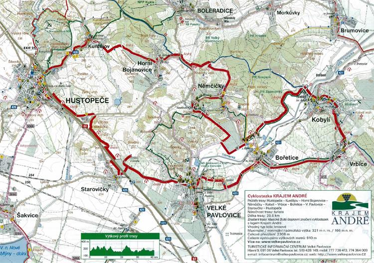 Mapa cyklostezky Krajem André