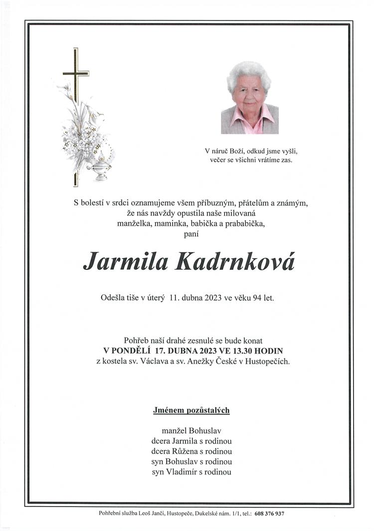 Kadrnková Jarmila  +11.4.2023