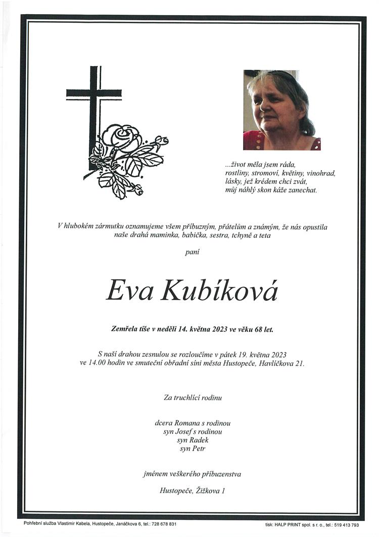 Kubíková Eva +14.5.2023